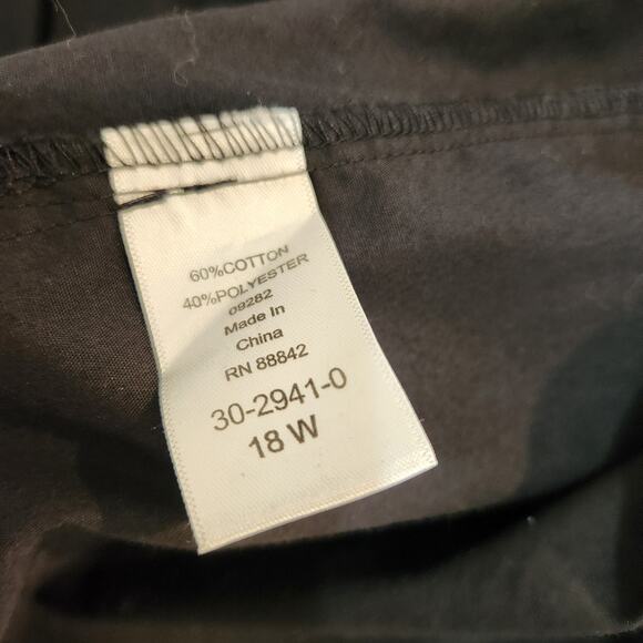 Roaman's Black Long Sleeve Collared Button Front Shirt Classic Casual Top Sz 18W - Picture 5 of 7